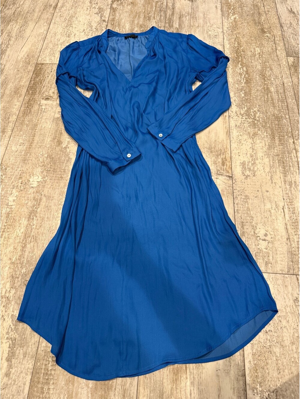 Current Air S Blue Belted Midi Dress Boho Flowy